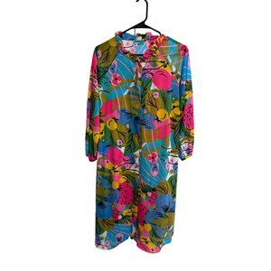 Vintage Eve Stillman New York Psychedelic Floral Print Sheer Nightgown Dress M